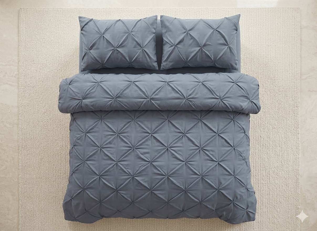 Pintuck Duvet Cover Set - Gray