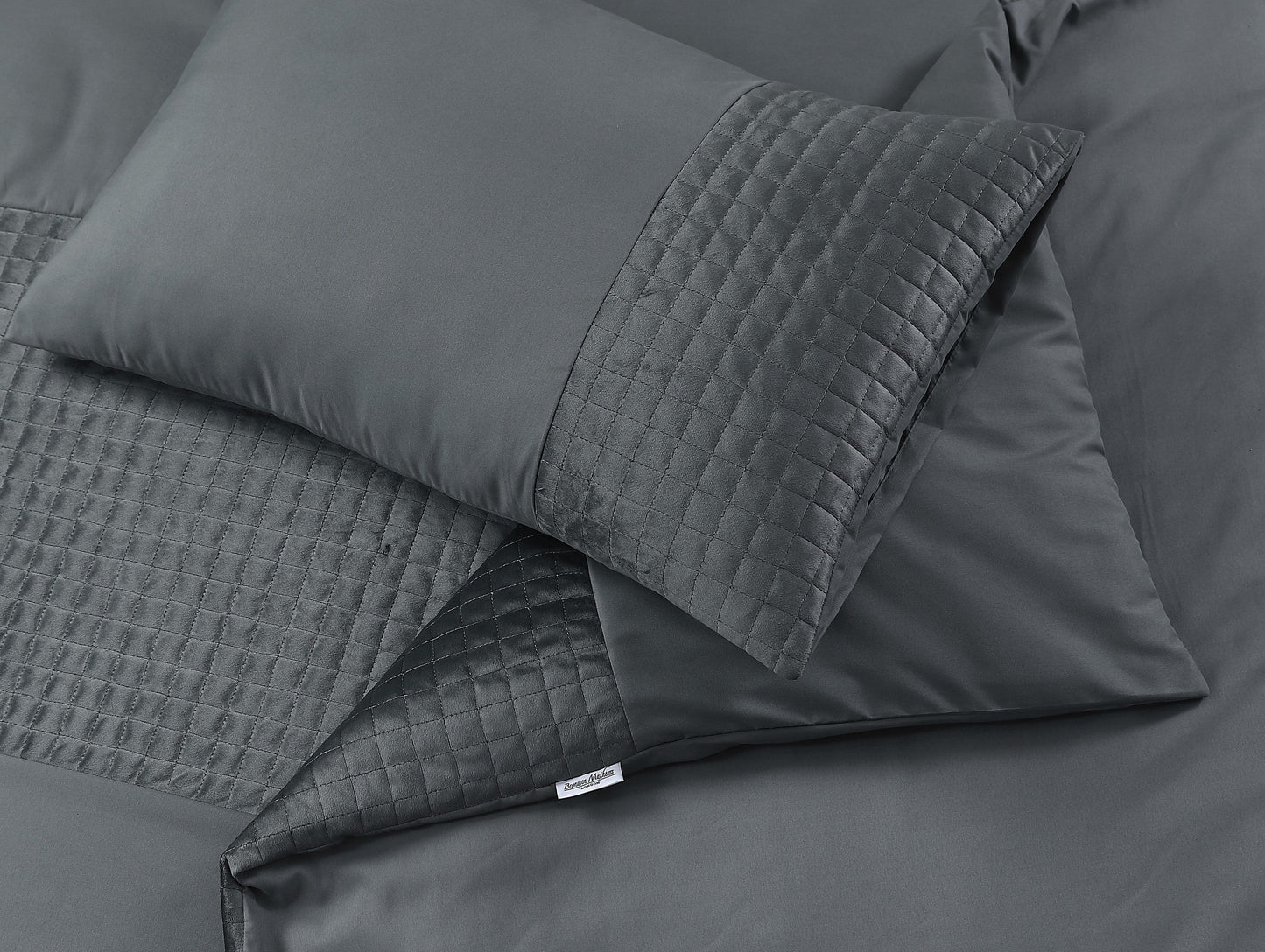 Patch Work Duvet Cover Set- Charcoal