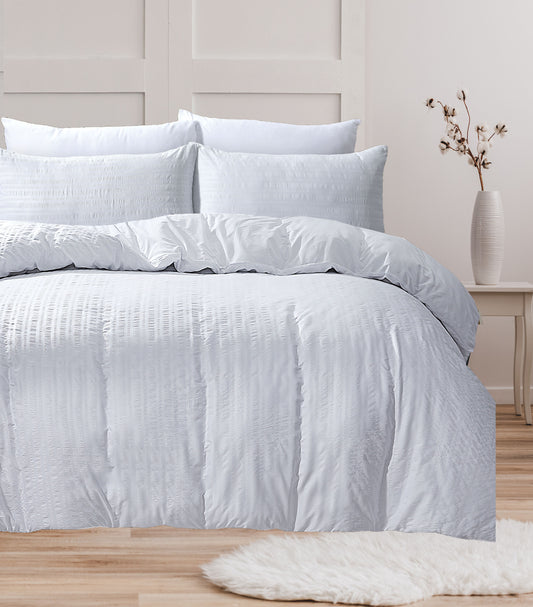 Seersucker Duvet Cover Set - White