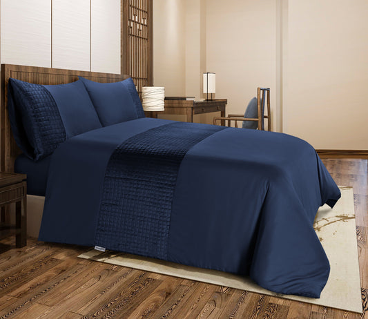 Patch Work Duvet Cover Set- Navy