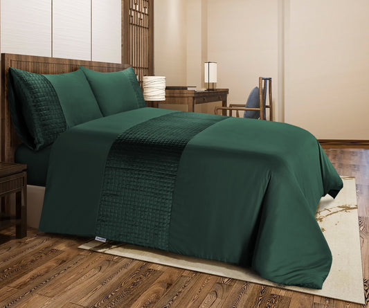 Patch Work Duvet Cover Set- Bottle Green