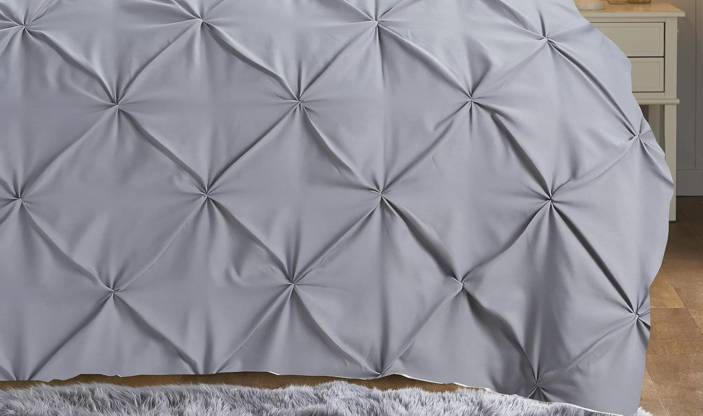 Pintuck Duvet Cover Set - Silver