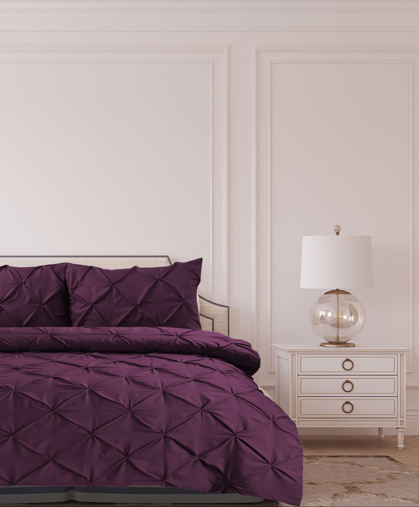 Pintuck Duvet Cover Set - Damson