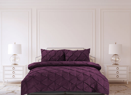Pintuck Duvet Cover Set - Damson