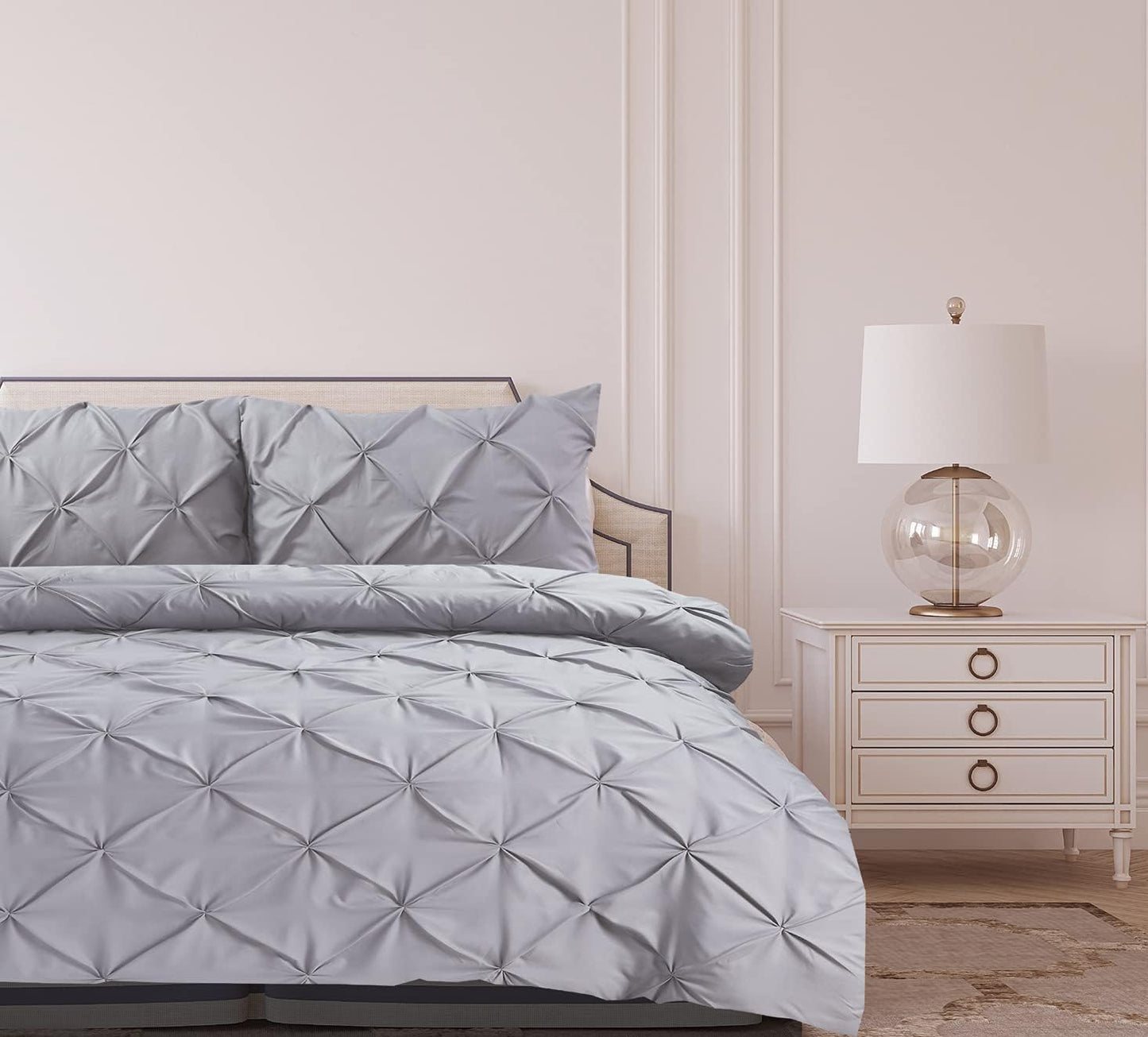 Pintuck Duvet Cover Set - Silver