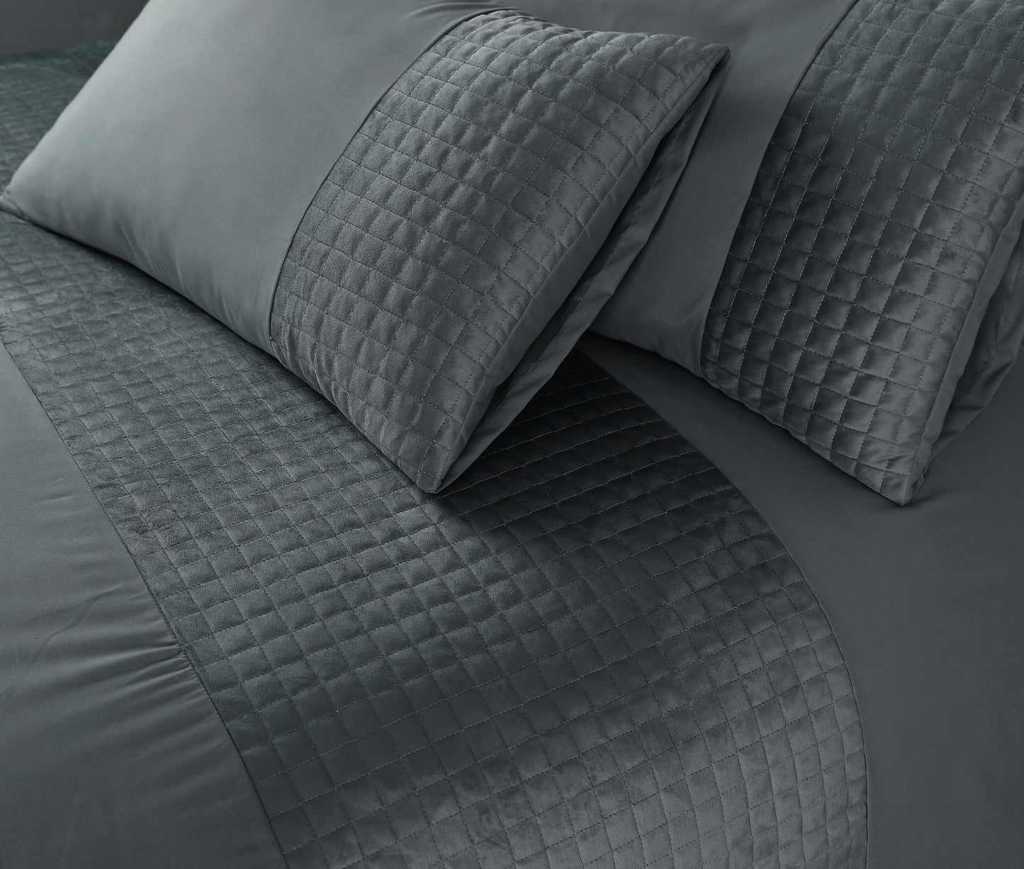 Patch Work Duvet Cover Set- Charcoal
