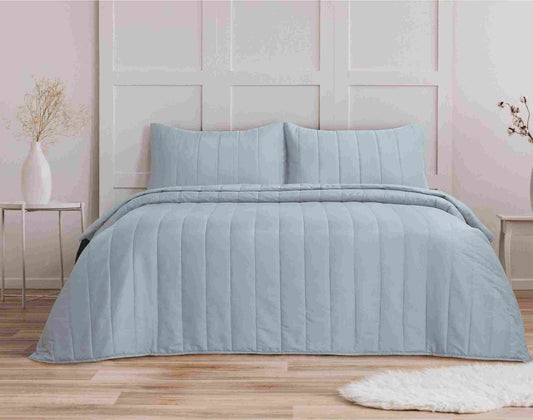 Quilted Stripe Bedspread - Spa Blue