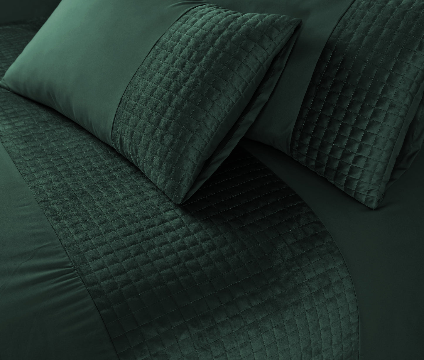 Patch Work Duvet Cover Set- Bottle Green