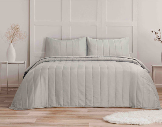 Quilted Stripe Bedspread - LINEN