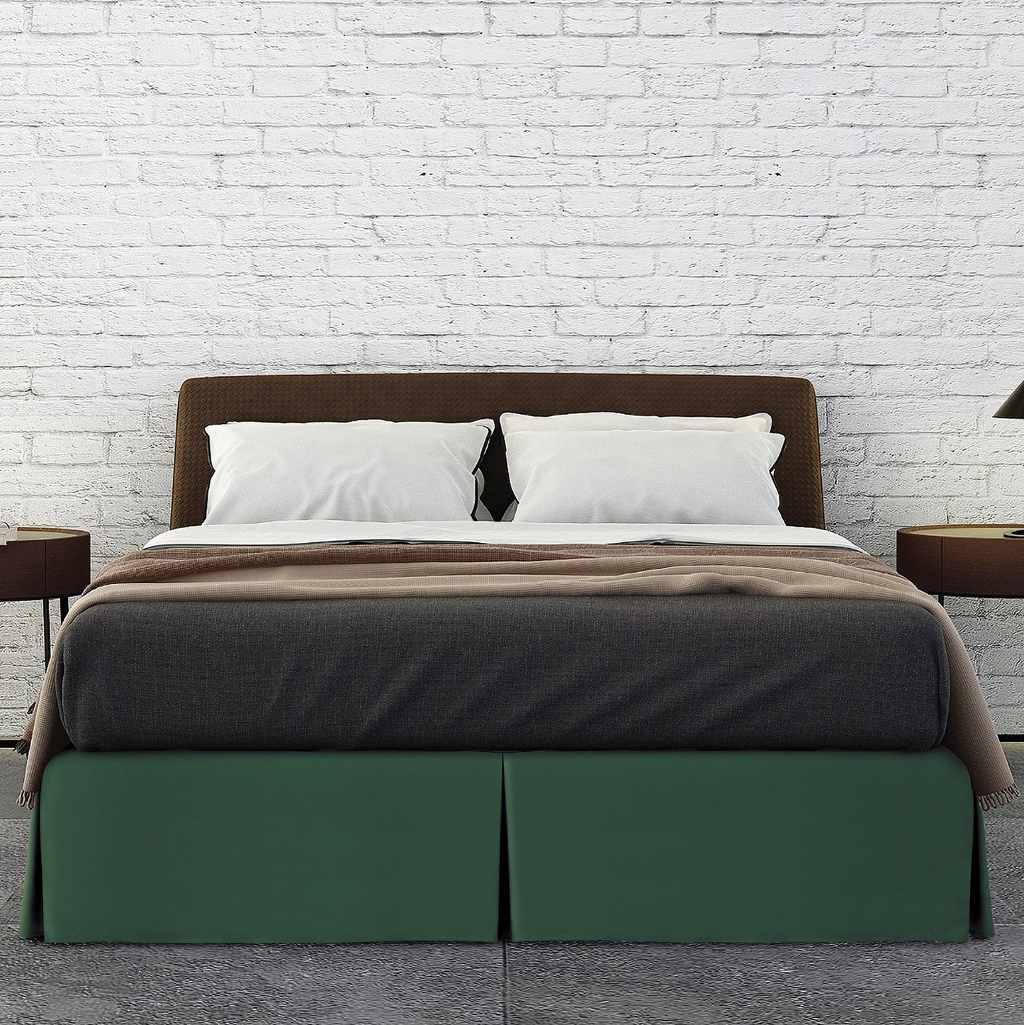 Box Pleated Base Valance Sheet - Bottle Green