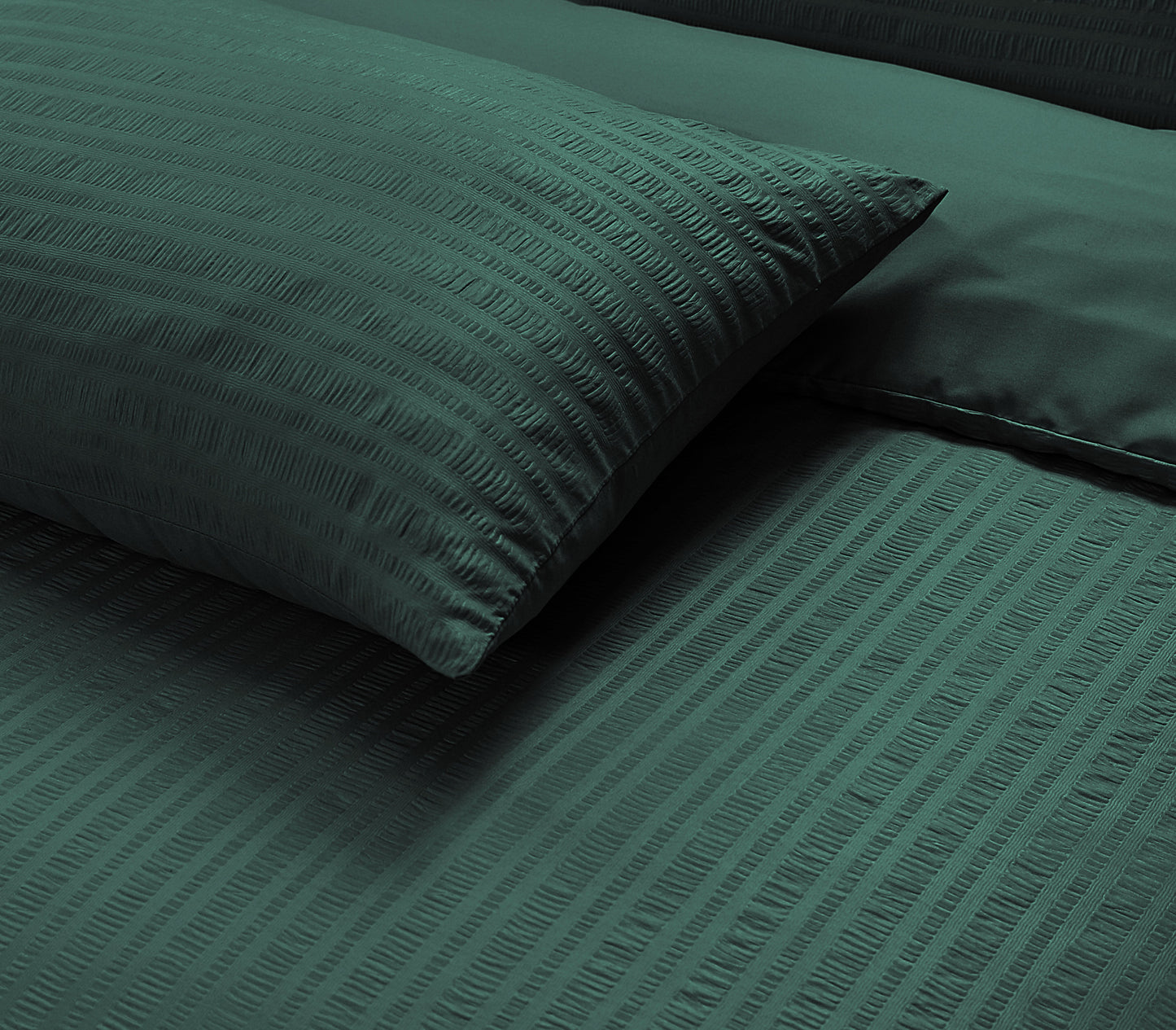 Seersucker Duvet Cover Set - Bottle Green