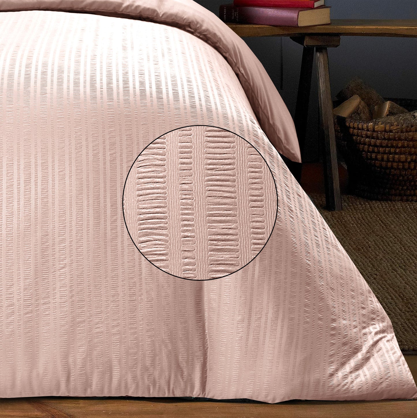 Seersucker Duvet Cover Set - Blush