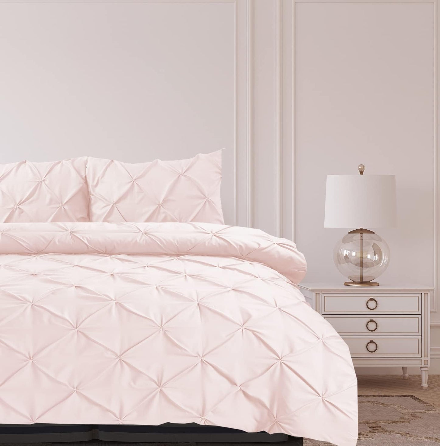 Pintuck Duvet Cover Set- Blush