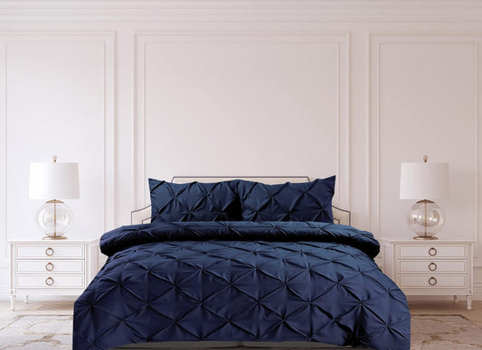 Pintuck Duvet Cover Set- Navy