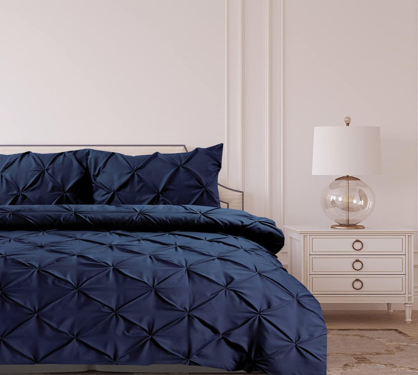 Pintuck Duvet Cover Set- Navy