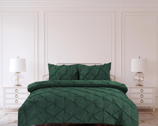 Pintuck Duvet Cover Set- Bottle Green