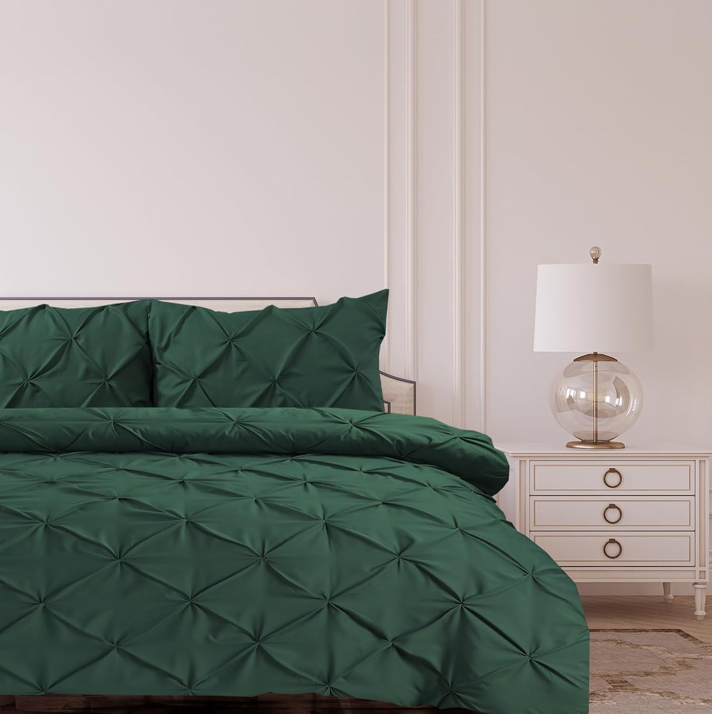 Pintuck Duvet Cover Set- Bottle Green