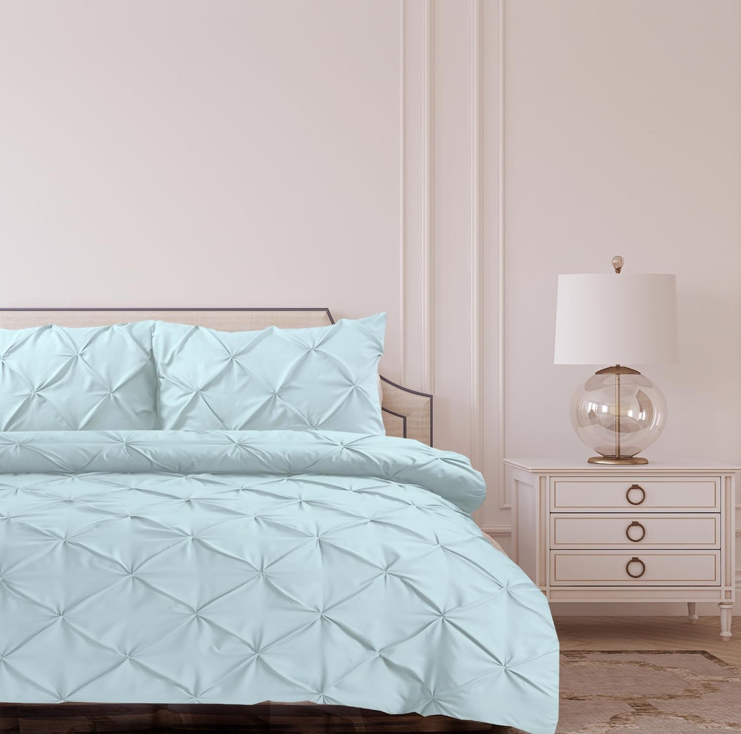 Pintuck Duvet Cover Set- Spa Blue
