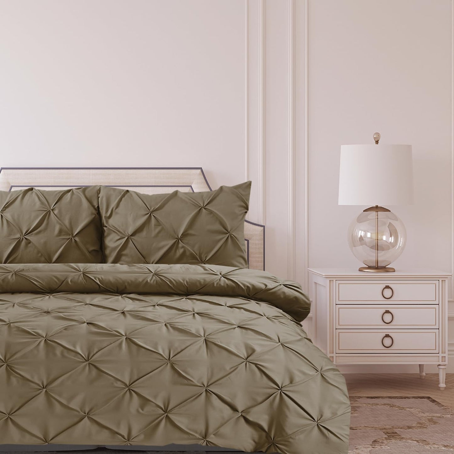 Pintuck Duvet Cover Set- Taupe