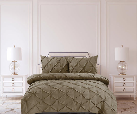 Pintuck Duvet Cover Set- Deep Taupe