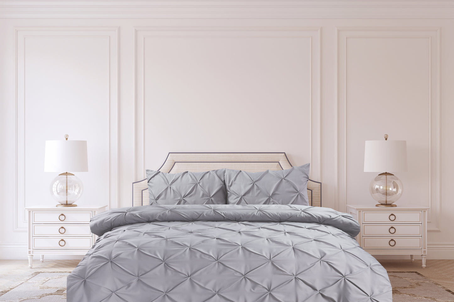 Pintuck Duvet Cover Set - Silver
