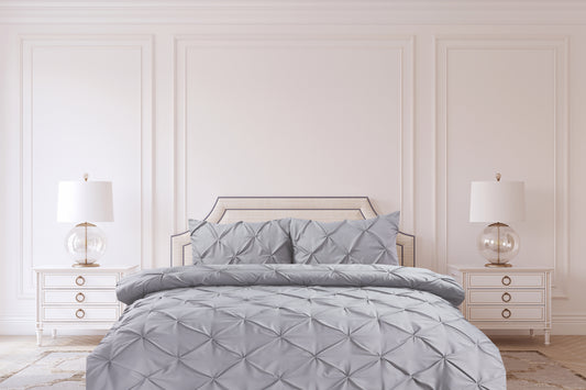 Pintuck Duvet Cover Set - Silver