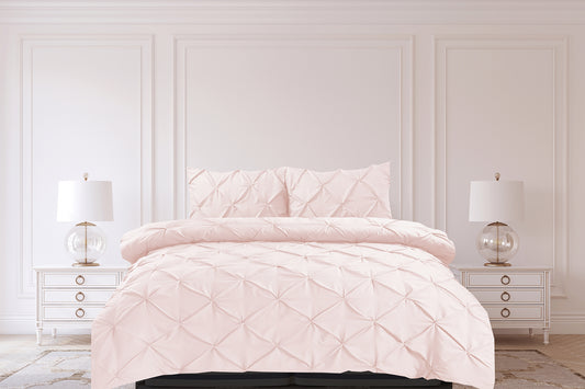 Pintuck Duvet Cover Set- Blush