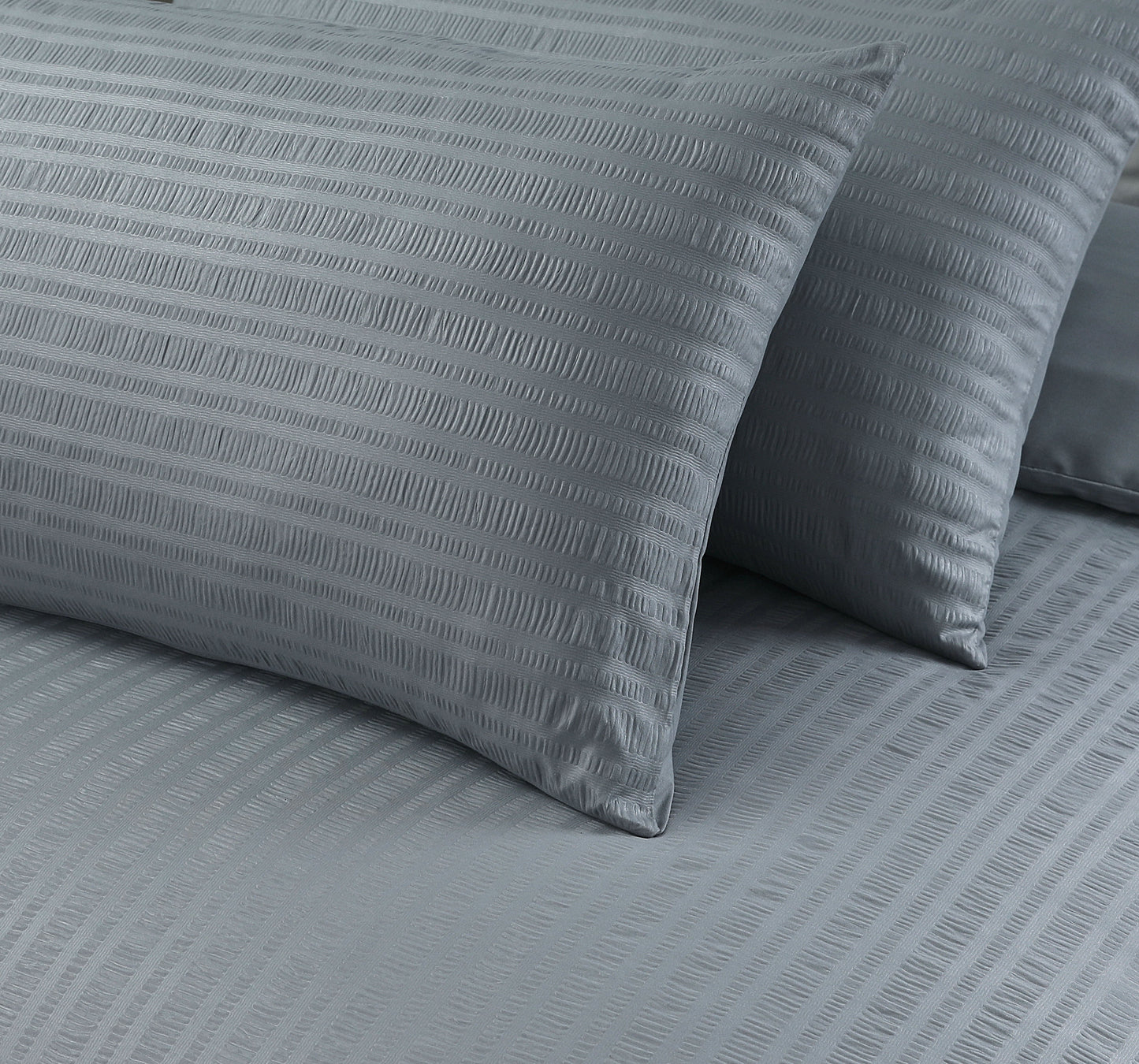 Seersucker Duvet Cover Set - Gray
