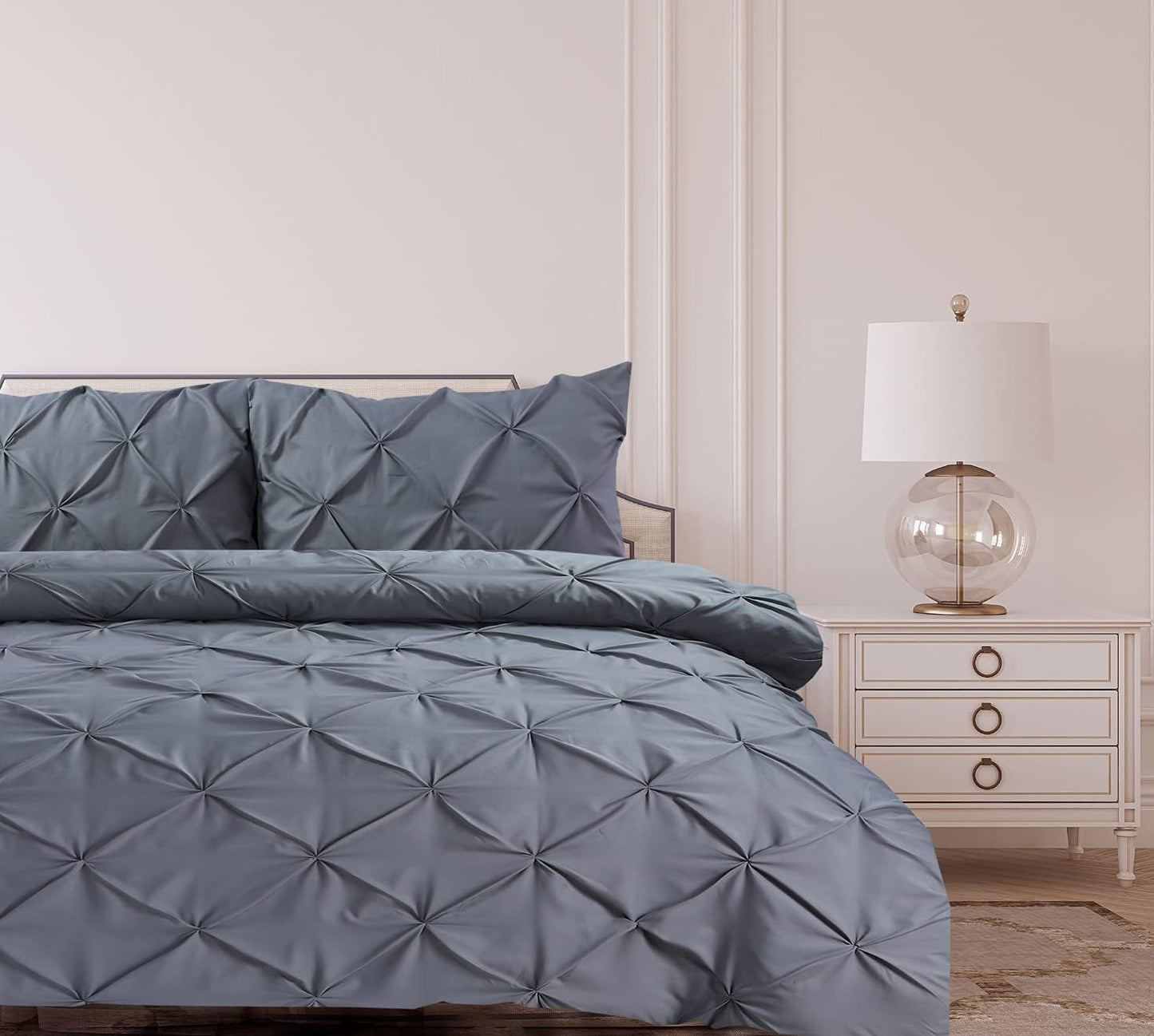 Pintuck Duvet Cover Set - Gray