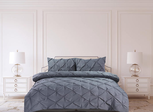 Pintuck Duvet Cover Set - Gray
