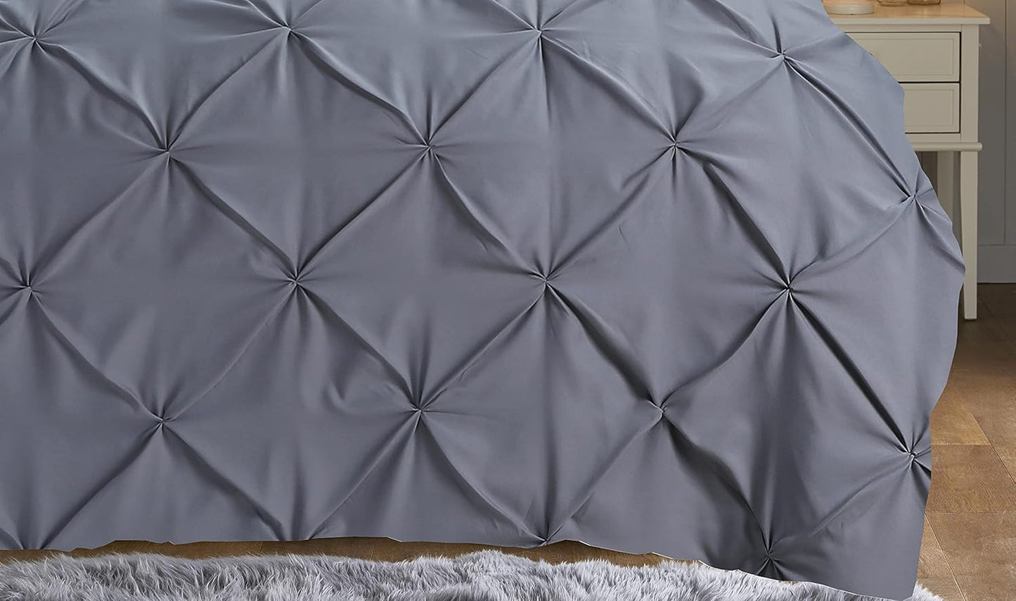Pintuck Duvet Cover Set - Gray