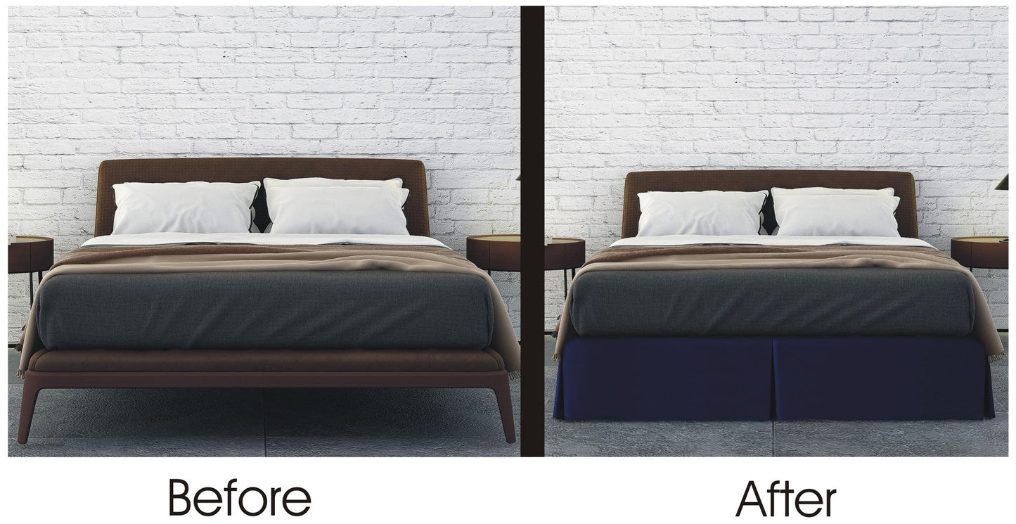 Box Pleated Base Valance Sheet - Navy