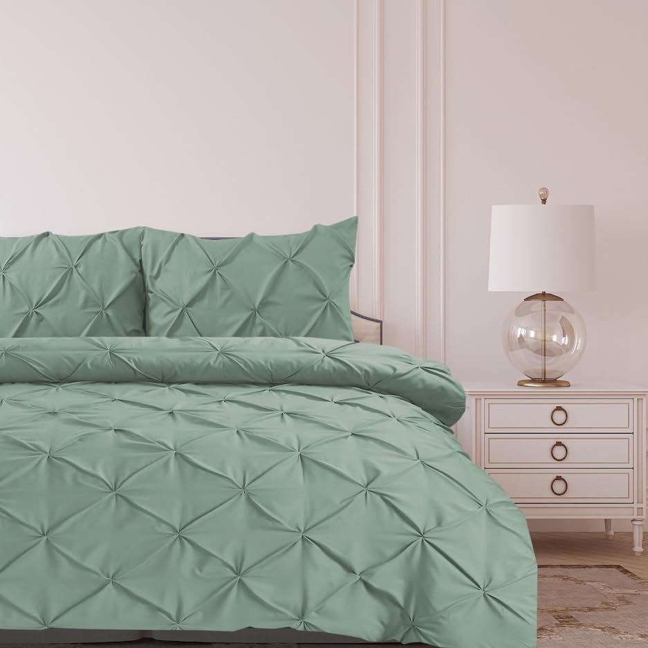 Pintuck Duvet Cover Set- Sage Green