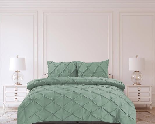 Pintuck Duvet Cover Set- Sage Green