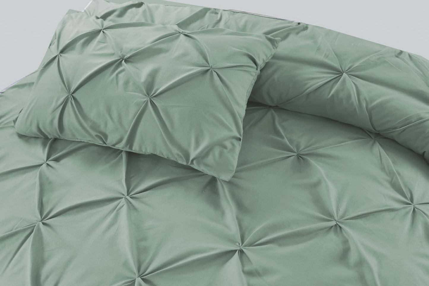 Pintuck Duvet Cover Set- Sage Green