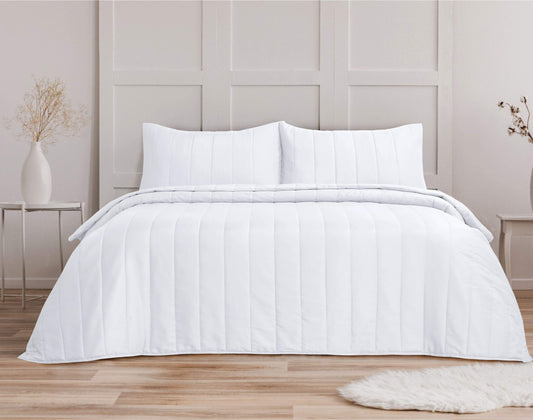 Quilted Stripe Bedspread - White