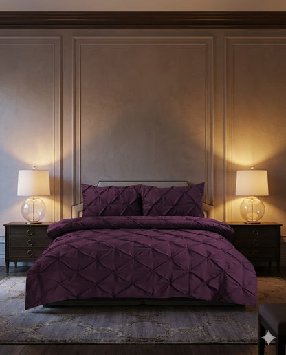Pintuck Duvet Cover Set - Damson