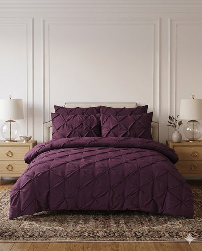 Pintuck Duvet Cover Set - Damson