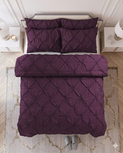 Pintuck Duvet Cover Set - Damson