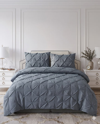 Pintuck Duvet Cover Set - Gray
