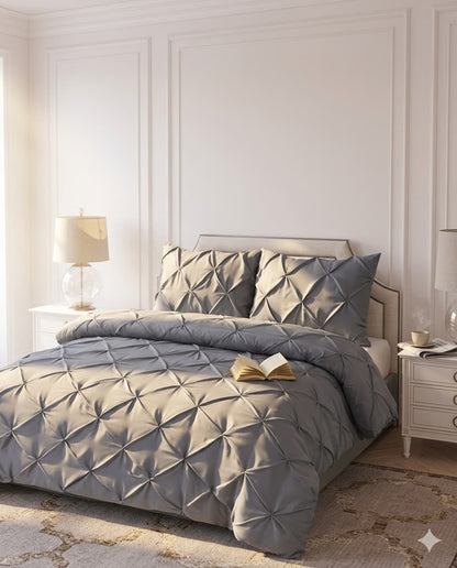 Pintuck Duvet Cover Set - Gray