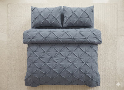 Pintuck Duvet Cover Set - Gray