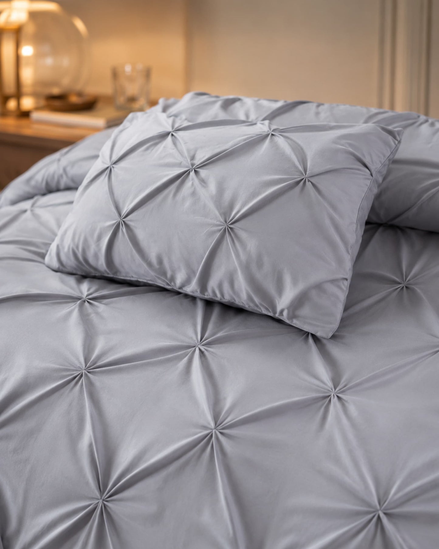 Pintuck Duvet Cover Set - Silver