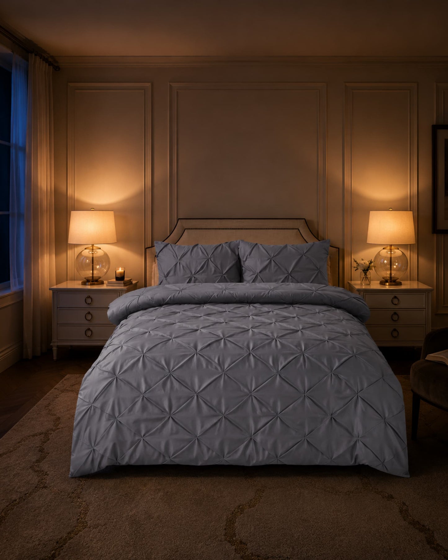 Pintuck Duvet Cover Set - Silver