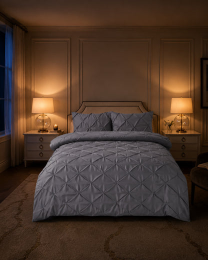 Pintuck Duvet Cover Set - Silver