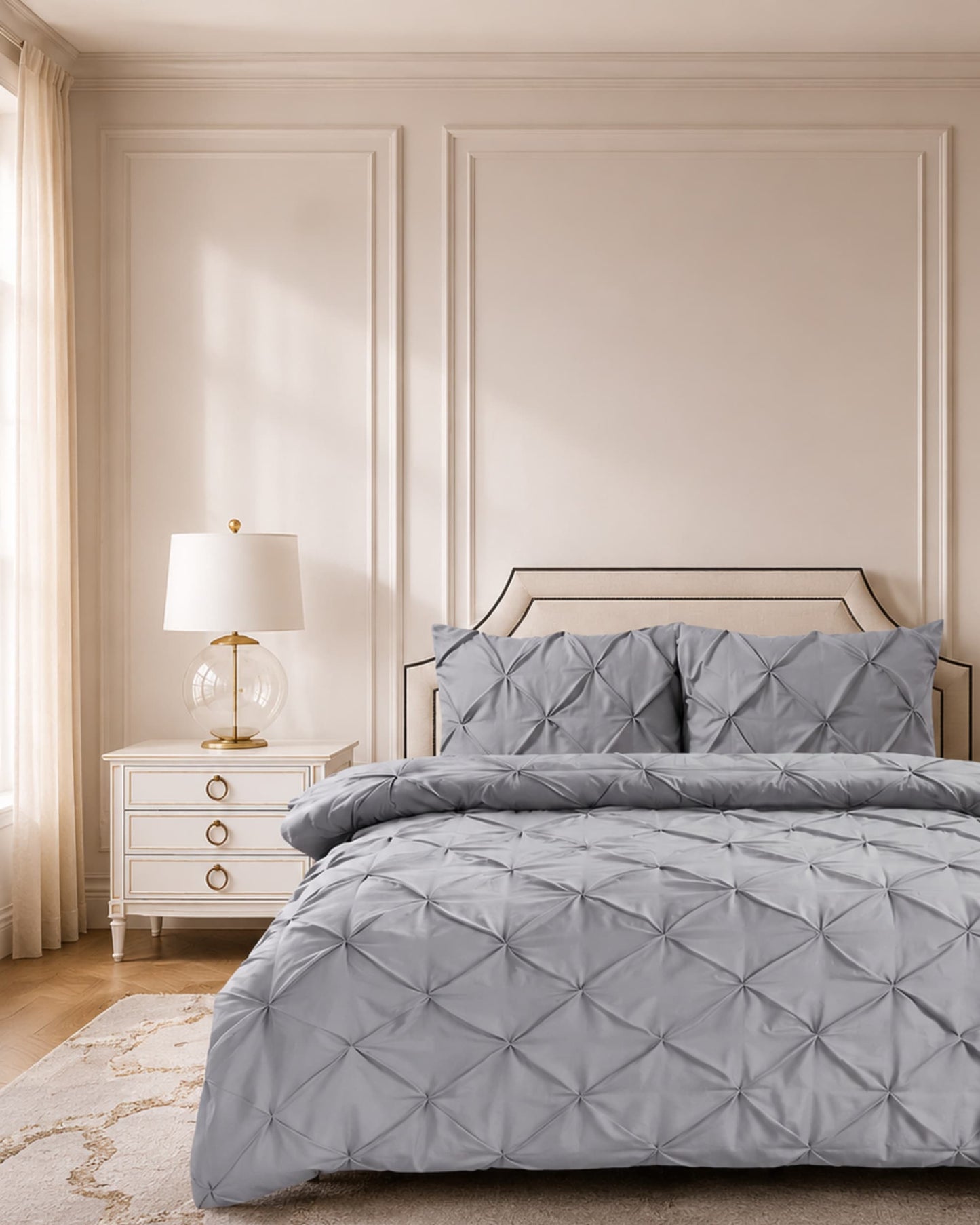 Pintuck Duvet Cover Set - Silver