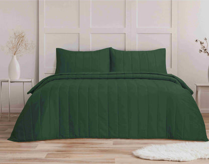 Quilted Stripe Bedspread - Bottle Green