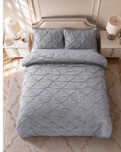 Pintuck Duvet Cover Set - Silver