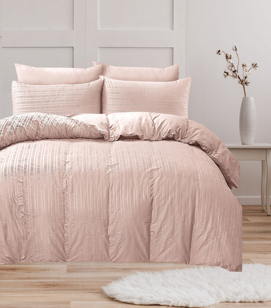 Seersucker Duvet Cover Set - Blush