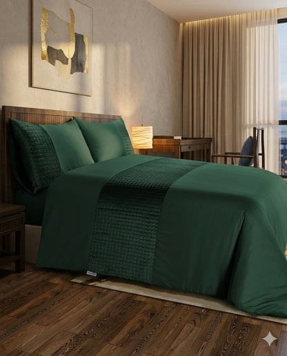 Patch Work Duvet Cover Set- Bottle Green